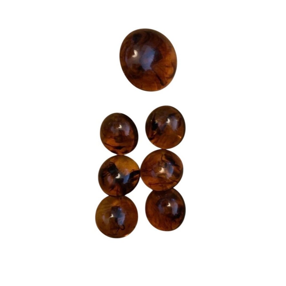 Set 7 Faux 5/8” And 1” Amber Plastic Midcentury Plastic Shank Buttons